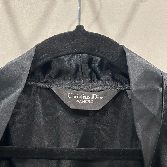 Christian Dior Monsieur Vintage Embroidered Accent Robe Black OS - Picture 4 of 8